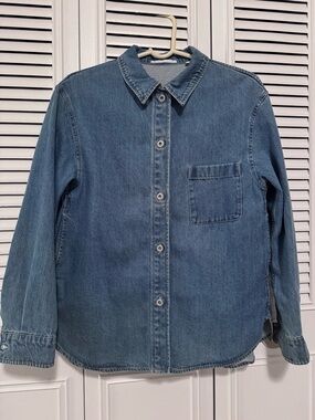 UNIQLO Denim Button-Front Shirt Jacket - Blue